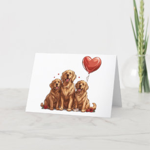 Cartão De Festividades Cachorro do dia de os namorados Ouro