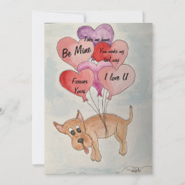 Cartão De Festividades Cachorro e Balões