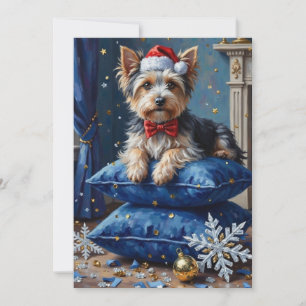 Cartão De Festividades Cachorro Elegante Biewer Terrier Veludo Natal