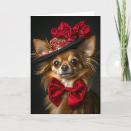 Cartão De Festividades Cachorro Elegante Vitoriano de Natal Chihuahua