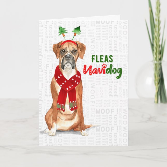 Cartão De Festividades Cachorro Engraçado de Natal Fleas NaviDOG (Frente)