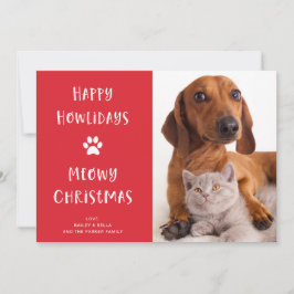 Cartão De Festividades Cachorro Engraçado e Gato de Natal com Foto