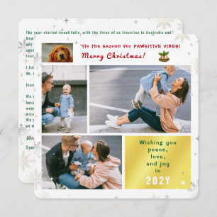 Cartão De Festividades Cachorro Engraçado Paz Ama Alegria 4 Fotos Colagem