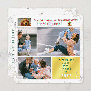 Cartão De Festividades Cachorro Engraçado Paz Amor Joy 4 Fotos Bonitas Mo