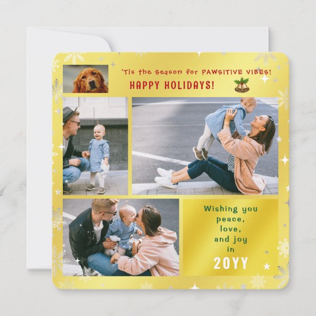 Cartão De Festividades Cachorro Engraçado Paz Amor Joy Elegante Foto do O (Frente)