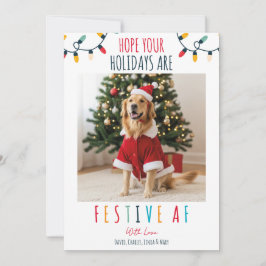 Cartão De Festividades Cachorro Engraçado Pet Foto Natal Festivo AF