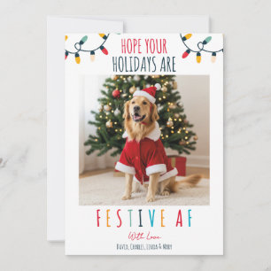 Cartão De Festividades Cachorro Engraçado Pet Foto Natal Festivo AF