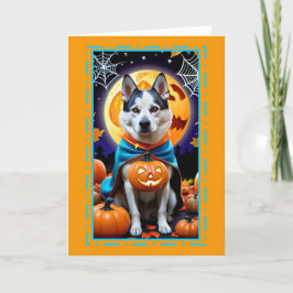 Cartão De Festividades Cachorro Feliz de Halloween Fantasiado