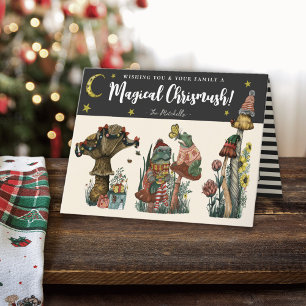 Cartão De Festividades Cachorro Feliz preto-branco Cottagecore Natal Ho