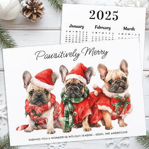 Cartão De Festividades Cachorro Festivo Francês Cachorro 2025 Calendário 