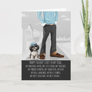 Cartão De Festividades Cachorro Fofo Shih Tzu e Papai Dia dos Pais Divert