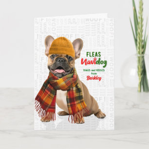 Cartão De Festividades Cachorro Frenchie Bonito Navidog Divertido com Pul