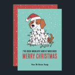 Cartão De Festividades Cachorro giro Papais noeis travessosos e feliz Nat<br><div class="desc">Bela caricatura animal com trocadilhos engraçados para sua comemoração de feriado. Feliz Natal e Feliz ano novo. Você pode personalizar o texto e a cor do plano de fundo para ajustado da sua ocasião. Excelente para crianças e crianças que amam animais.</div>