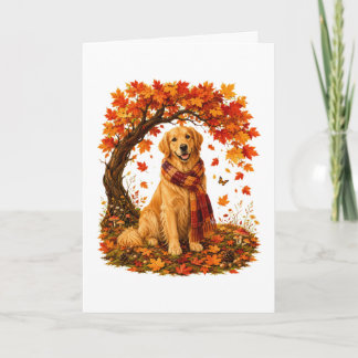 Cartão De Festividades Cachorro Golden Retriever Aconchegante Outono Dia