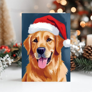 Cartão De Festividades Cachorro Golden Retriever Alegre   Cachorro com Ch