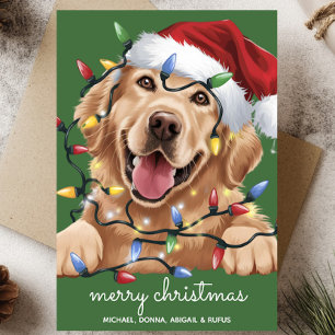 Cartão De Festividades Cachorro Golden Retriever Bonito e Divertido com C