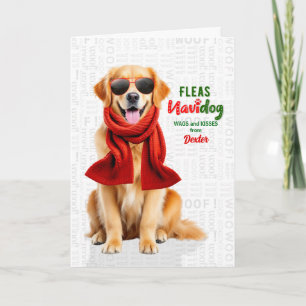Cartão De Festividades Cachorro Golden Retriever Engraçado Pulgas Navidog