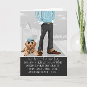 Cartão De Festividades Cachorro Goldendoodle Fofo e Papai Dia dos Pais Di