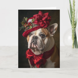 Cartão De Festividades Cachorro Inglês Bulldog Natal Vitoriano