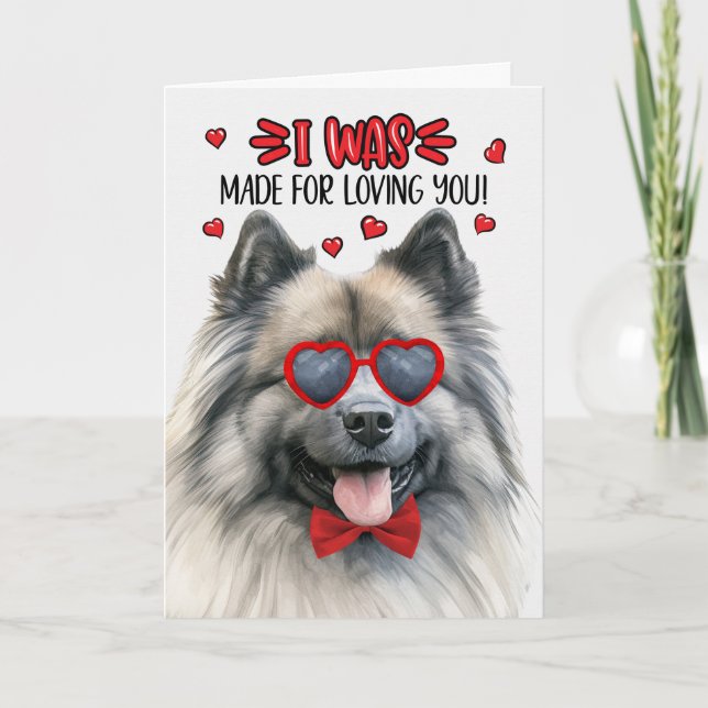 Cartão De Festividades Cachorro Keeshond Feito por Te Amar Namorados (Frente)