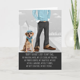 Cartão De Festividades Cachorro Labrador Amarelo e Papai Dia dos Pais Div