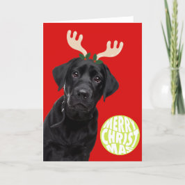Cartão De Festividades Cachorro Labrador Preto PetCristmas Bola de Ténis 