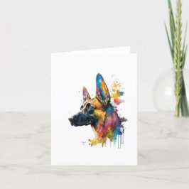 Cartão De Festividades Cachorro Malinois Belga Em Aquarela E Caneta