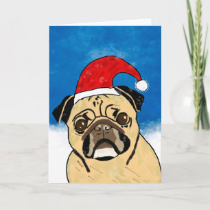 Cartão De Festividades Cachorro na Neve, Natal, Retrato de Aquarela