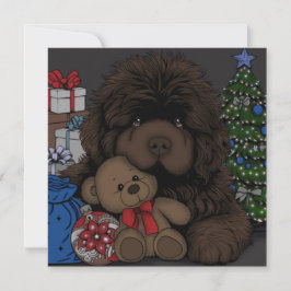 Cartão De Festividades Cachorro Newfoundland ursinho