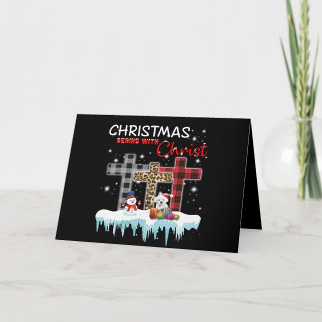 Cartão De Festividades Cachorro | O Natal Maltês Começa Com O Cristo (Frente)
