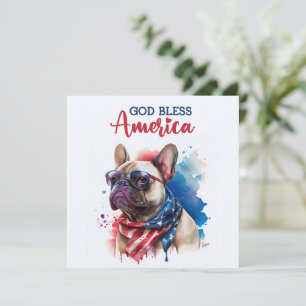 Cartão De Festividades Cachorro Patriótico - Carta do Bulldog Francês par