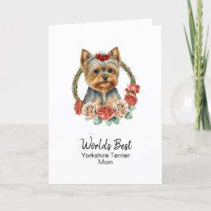 Cartão De Festividades Cachorro Personalizado Mãe Yorkshire Dia de as mãe