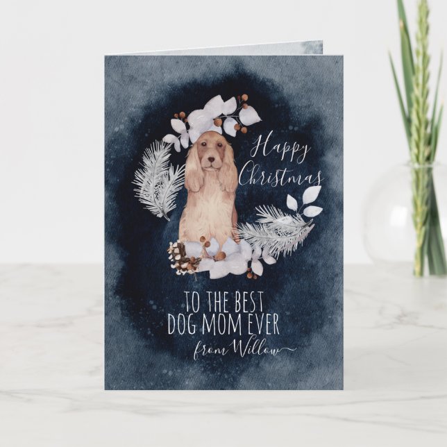 Cartão De Festividades Cachorro Personalizado Mamãe Cocker Spaniel Natal (Frente)