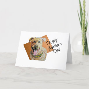 Cartão De Festividades Cachorro Pit Bull Brindle Fofo Feliz Dia das Mães