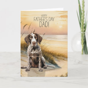 Cartão De Festividades Cachorro Pointer Alemão Praia do Pôr do Sol Dia do