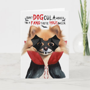Cartão De Festividades Cachorro Pomerânia Engraçado Conde DOGcula Hallowe