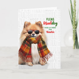 Cartão De Festividades Cachorro Pomerânia Piadas de Pulgas Navidog com No