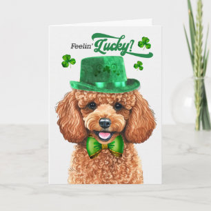 Cartão De Festividades Cachorro Poodle Dourado Sentindo-se Sortudo no Dia