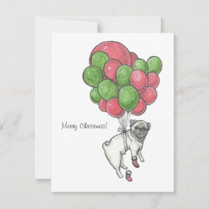 Cartão De Festividades Cachorro Pug de Natal.