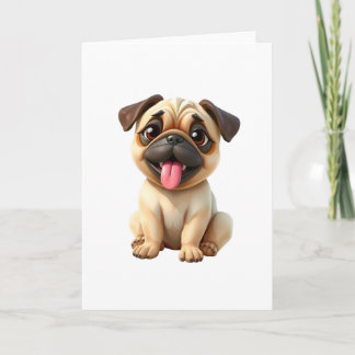 Cartão De Festividades Cachorro Pug Fofo