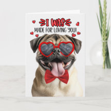 Cachorro Pug Fofo Feito para Amar Você no Dia dos