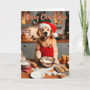 Cartão De Festividades Cachorro Retriever Dourado 5x7 Assando Biscoitos d