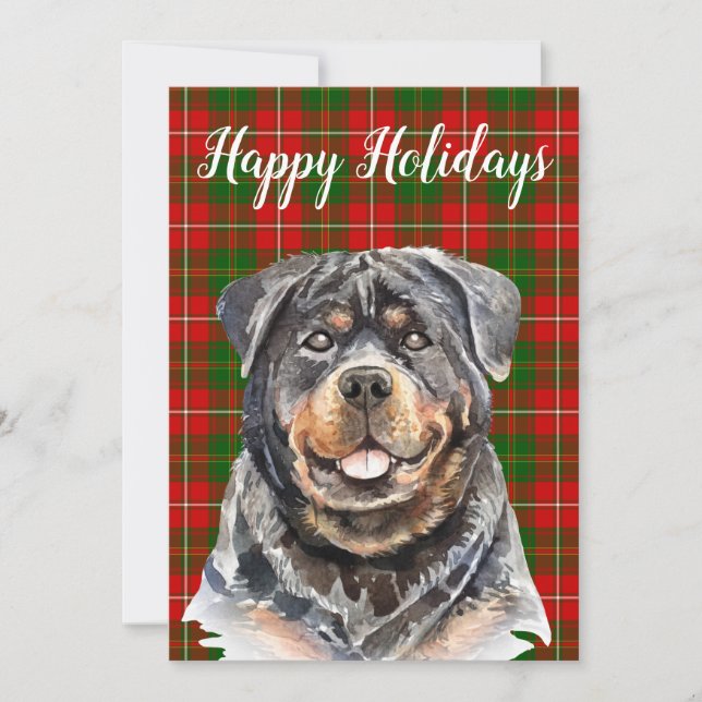 Cartão De Festividades Cachorro Rottweiler Aquarela Personalizado (Frente)