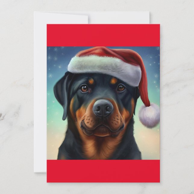 Cartão De Festividades Cachorro Rottweiler de Natal - Camisa-T (Frente)