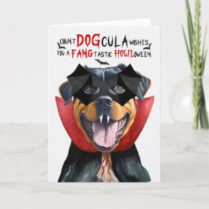 Cartão De Festividades Cachorro Rottweiler Engraçado Conde DOGcula Hallow