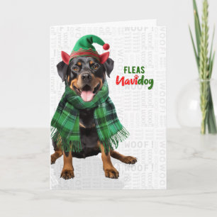 Cartão De Festividades Cachorro Rottweiler Fofo Piolhos Engraçados Navido