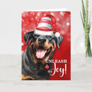 Cartão De Festividades Cachorro Rottweiler Liberta a Alegria Natal