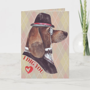 Cartão De Festividades Cachorro Sabujo Cavalheiro Eu Cavou Você