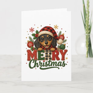Cartão De Festividades Cachorro Salsicha Fofo Feliz Natal