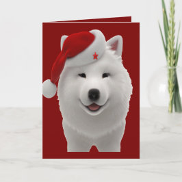 Cartão De Festividades Cachorro Samoyed em estilo de desenho animado fofo